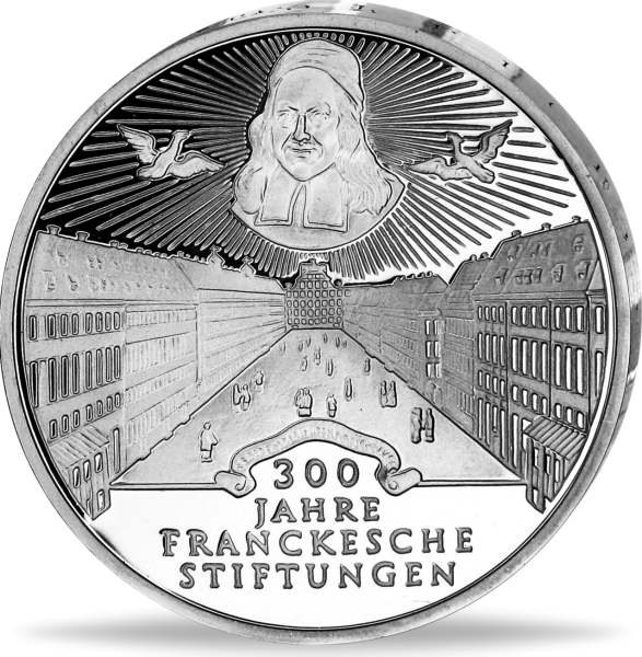 10 Deutsche Mark 300 Jahre Franckesche Stiftung - Vorderseite BRD Silbermünze