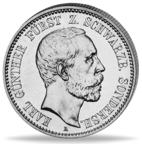 2 Mark 1896 (J.168), Fürst Karl Günther - Münze Vorderseite