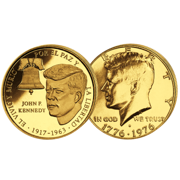 Gedenksatz Kennedy 2 Münzen goldveredelt - Satzbild
