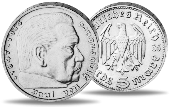 Drittes Reich, 5 Reichsmark Paul von Hindenburg 1935-1936 (J.360