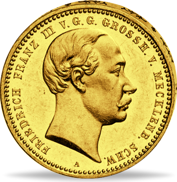 10 Mark „Friedrich Franz III. - 1890 A“ (Jaeger 232) - Gold - Münze Vorderseite
