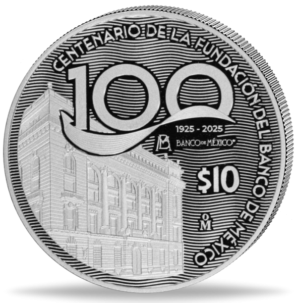 10 Pesos Banco de Mexico, 1.. Gründungsjubiläum - Münze Vorderseite
