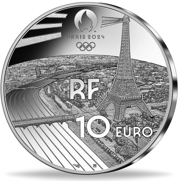 10 Euro Breakdance Olympiade Paris 2024 Silber - Rückseite Münze
