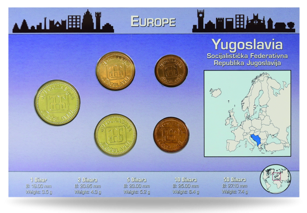 68 Dinara Kursmünzensatz Jugoslawien - Vorderseite