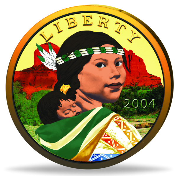 1 US-$ „Sacagawea - Komantschen“ - Münze Vorderseite