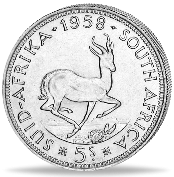 5 Shilling Elizabeth Springbock 1958 - Vorderseite Münze