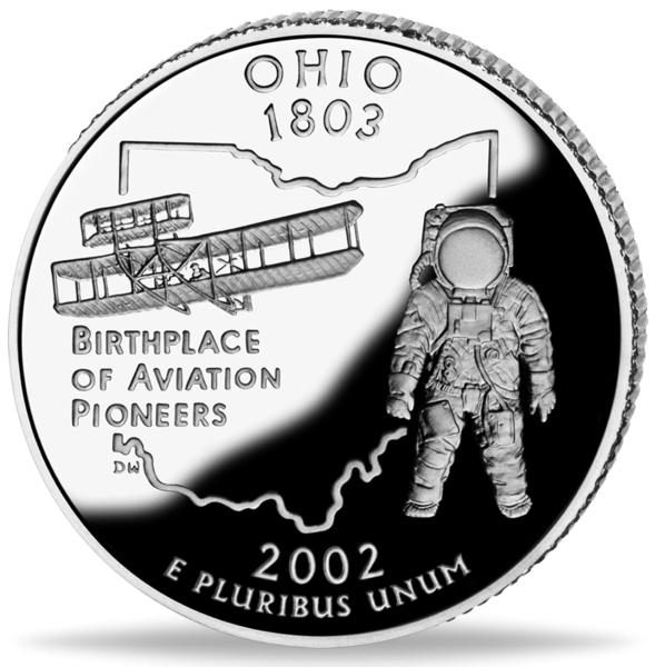USA, 1/4 $ Ohio, State Quarter-Serie, 2002, bfr - Münze Vorderseite