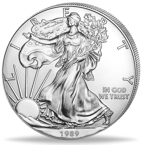 1 US Dollar American Eagle 1989 1 Unze Silber - Münze Vorderseite