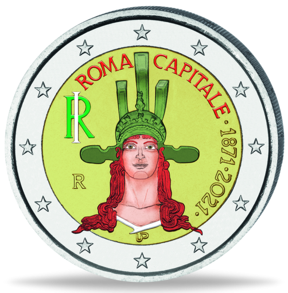 2 Euro Roma Capitale mit Farbapplikation - Vorderseite