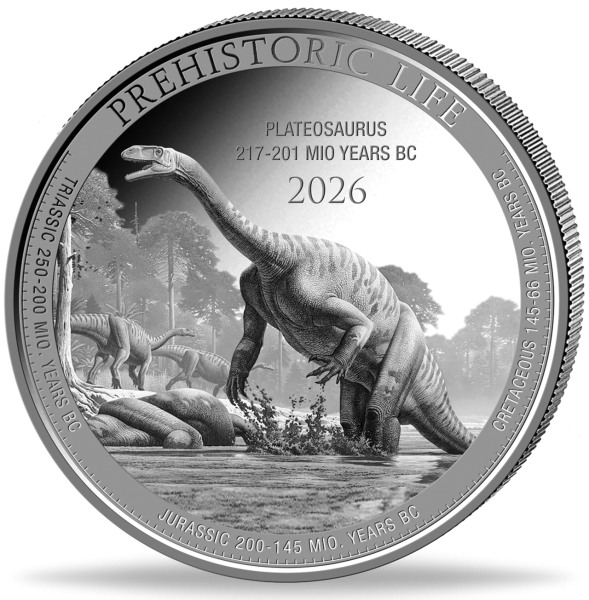 20 Francs 1 Unze Silber Plateosaurus - Münze Vorderseite
