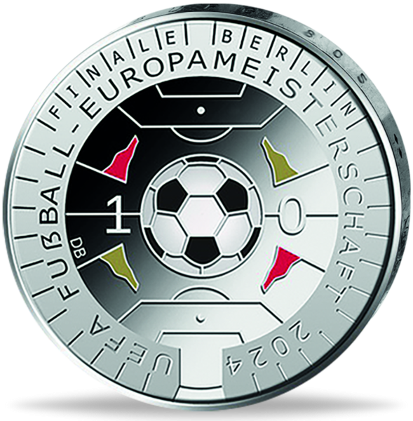 11 Euro Fußball EM mit Farbapplikation - Münze Vorderseite