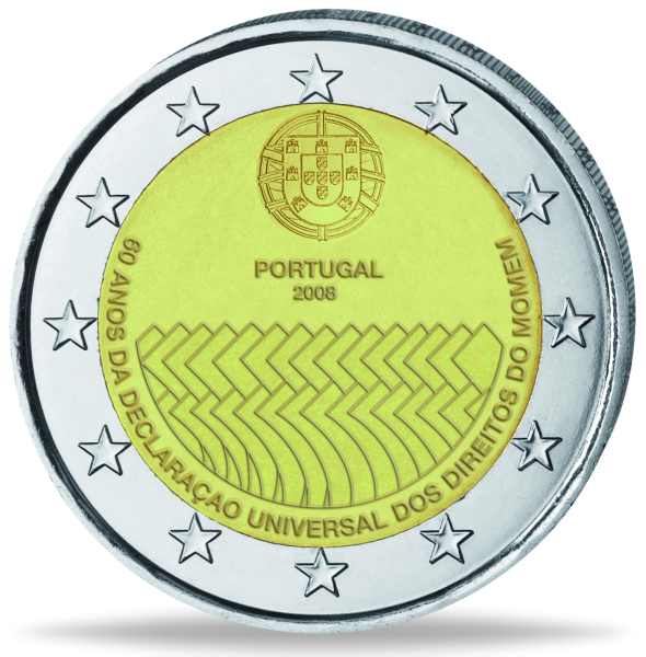 2 Euro „Menschenrechte“ Portugal - Münze Vorderseite