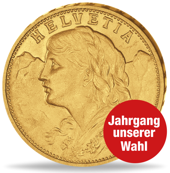 20 Schweizer Franken Vreneli - Jahrgang unserer Wahl - Münze Vorderseite