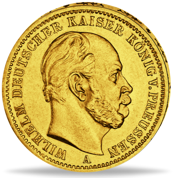 Preußen 10 Mark „Kaiser Wilhelm I. - A“ 1872 - Gold - Münze Vorderseite
