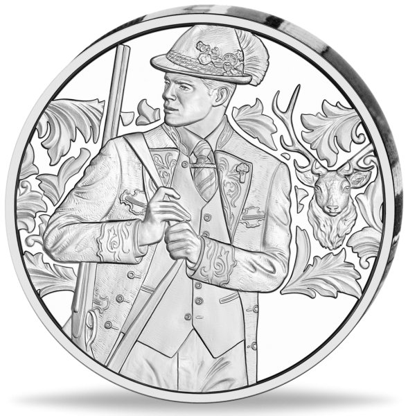 10 Euro Anpirschen Horn Silber - Münze Vorderseite
