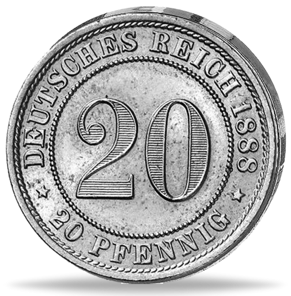 20 Pfennig 1887-1888 kleiner Adler Jäger 6 - Münze Vorderseite