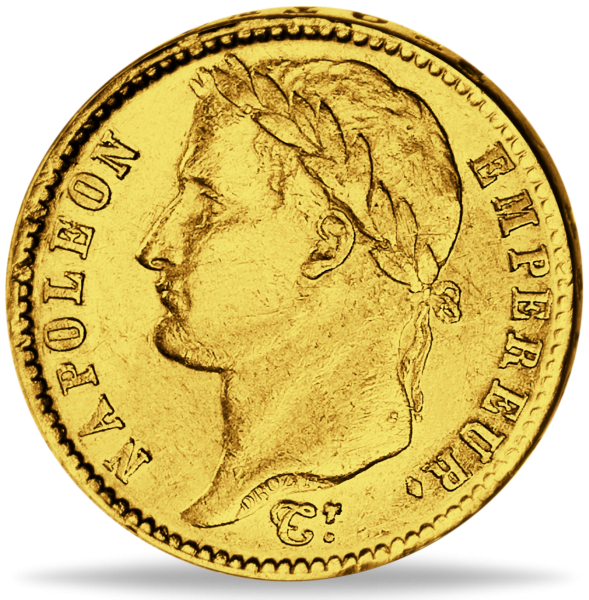 20 Francs 1807-1808, Kaiser Napoleon Bonaparte mit Kranz - Münze Vorderseite