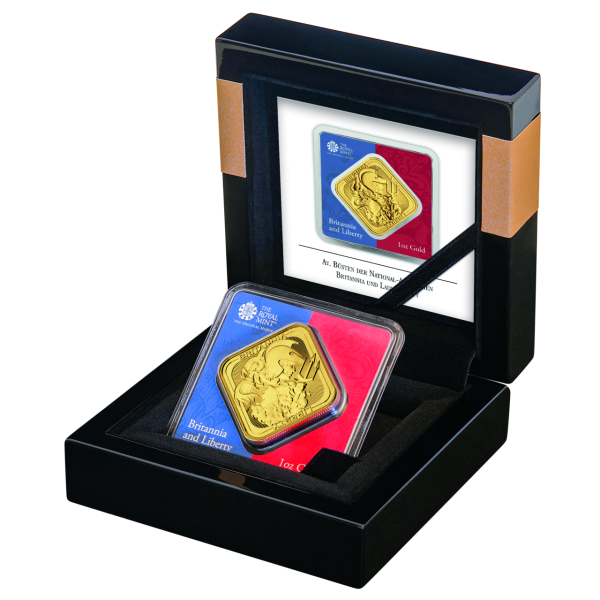 1 Unze Goldbarren Britannia/Liberty inkl. Zubehör - Satzbild