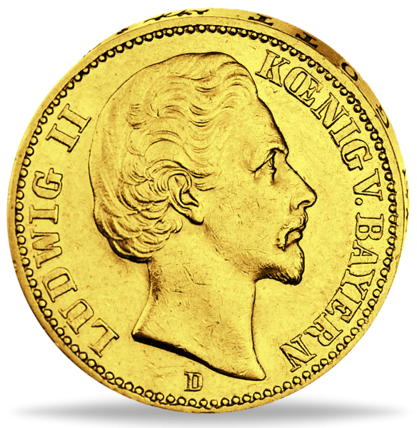 Bayern 20 Mark „König Ludwig II.“ 1876 - Gold - Münze Vorderseite