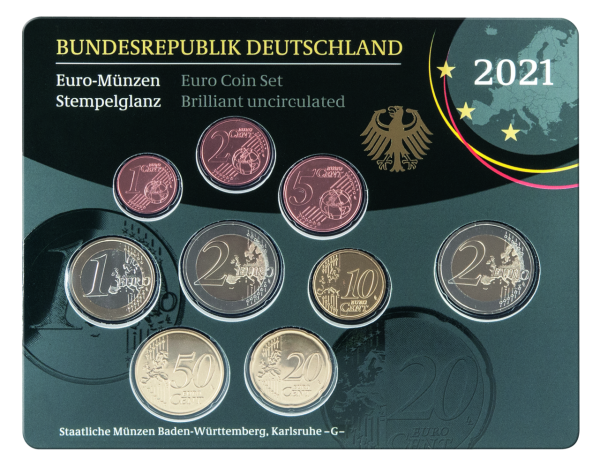 5 88 Euro Kursmünzensatz G - Gruppenbild Vorderseite