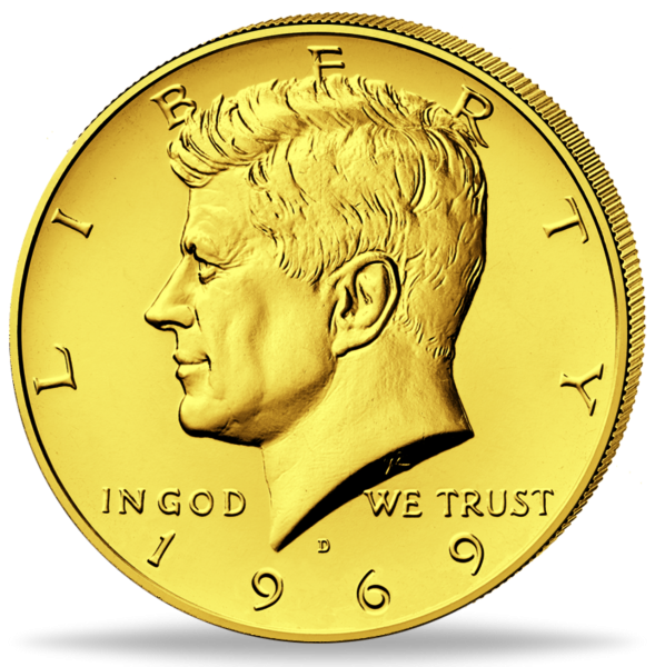 1/2 US-Dollar Kennedy 1969 mit Goldapplikation - Münze Vorderseite