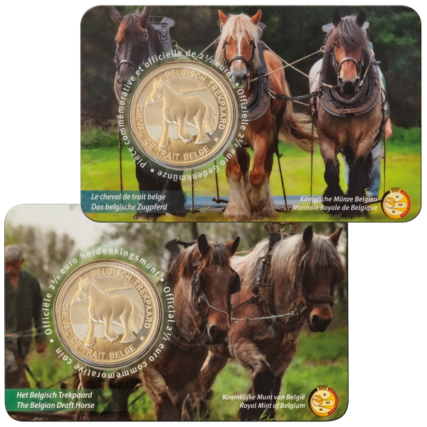 2 x 2,5 Euro Zugpferd flämische / wallonische Coincard - Vorderseite