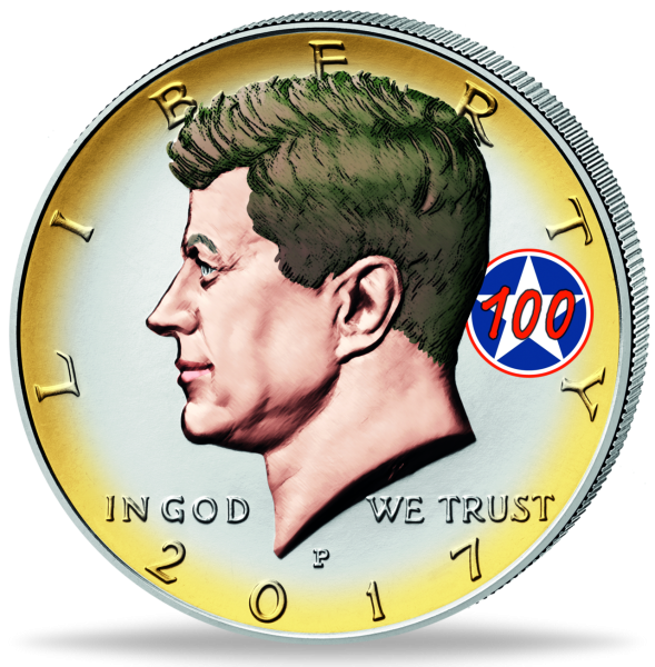 1/2 US Dollar 100 Jahre John F. Kennedy - Vorderseite Farbmünze