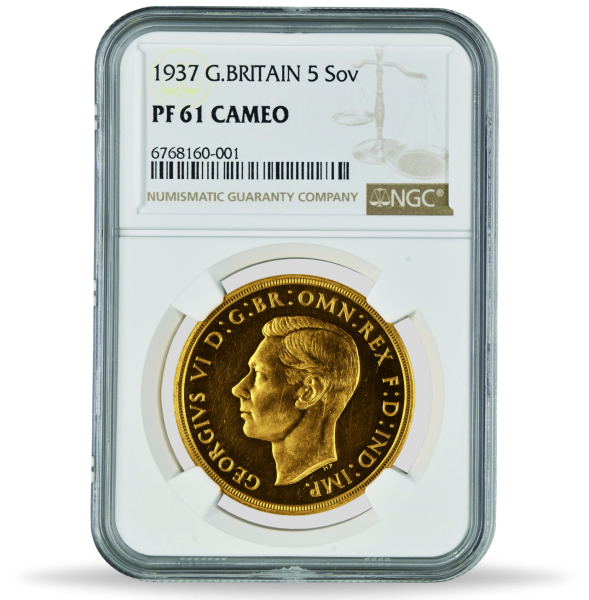 5 Pfund 1937, König George VI., NGC PF-61, PP – Münze Slab Vorderseite
