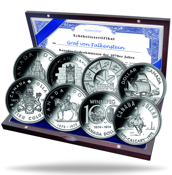 Kanada, Silber-Kollektion historisches Kanada 1971-1979 (8 Mz.) PP - Satzbild