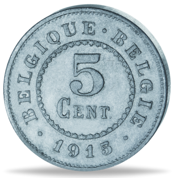 Königreich Belgien 5 Cent 1915 - Fast Stempelglanz - Münzen Vorderseite