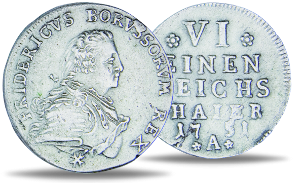 1/6 Taler König Friedrich der Große - Münze Vorderseite / 1/6 Taler König Friedrich der Große - Münze Rückseite