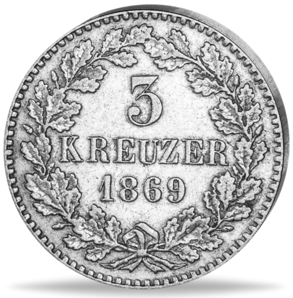 3 Kreuzer Großherzog Friedrich I. - Münze Vorderseite