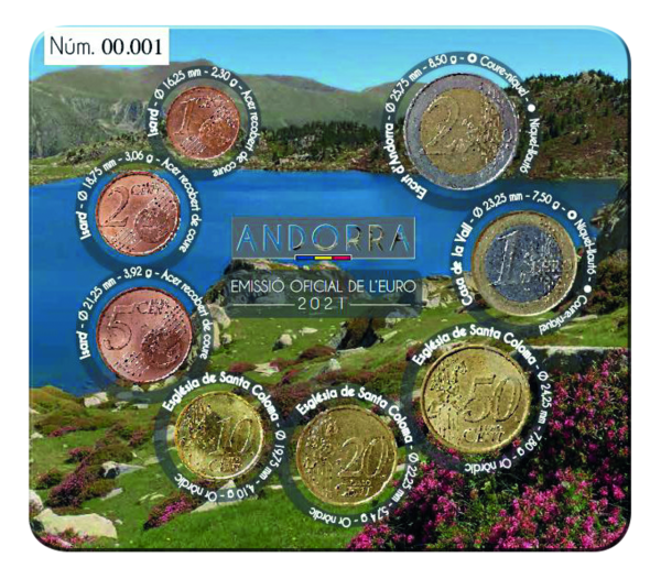 Kursmünzensatz Andorra 2021 - Blister