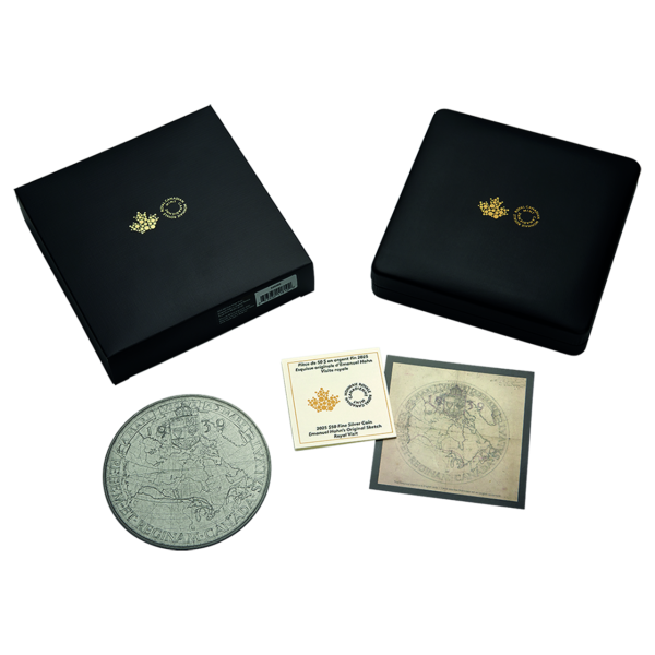 50 $ „Erste Karte von Kanada“ - Münze Kassette