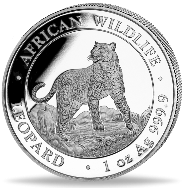 100 Shilling Leopard - 1 Unze Silber - Münze Vorderseite