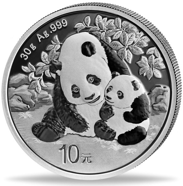 China 10 Yuan Panda 30 Gramm Silber 2024 - Münze Vorderseite