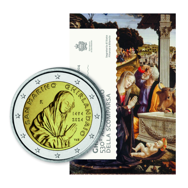 San Marino, 2 Euro Ghirlandaio, 2024, bfr., in Münzkarte - Münze mit Coincard