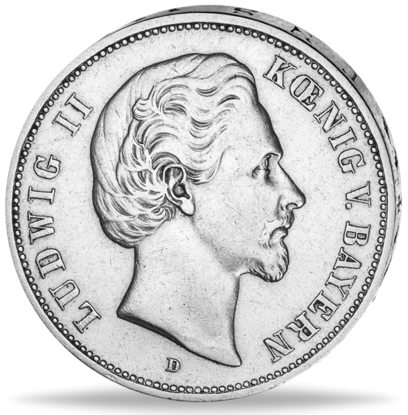 5 Mark Bayern Ludwig II 1875 Silber - Münze Vorderseite