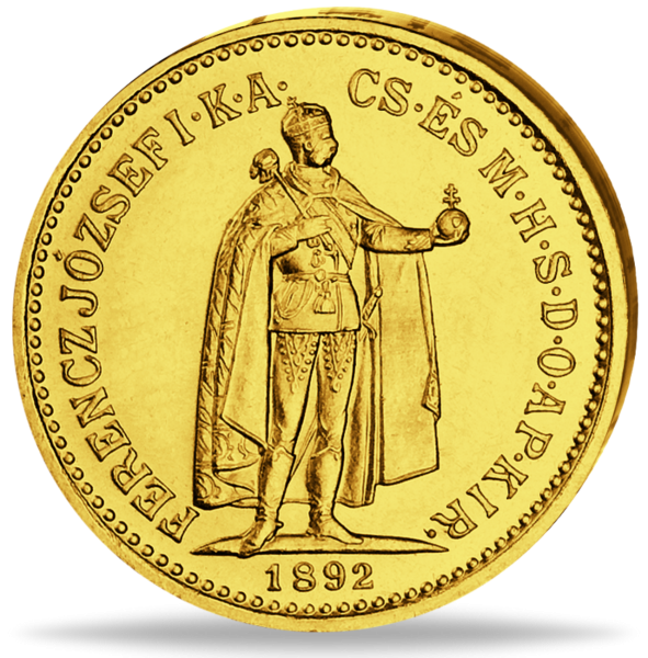 10 Kronen 1892-1915, Kaiser Franz Joseph I. stehend - Gold - Vorderseite Münze