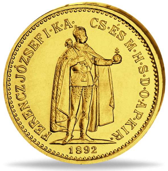 10 Kronen „Franz Joseph I. stehend“ Gold - Vorderseite Münze