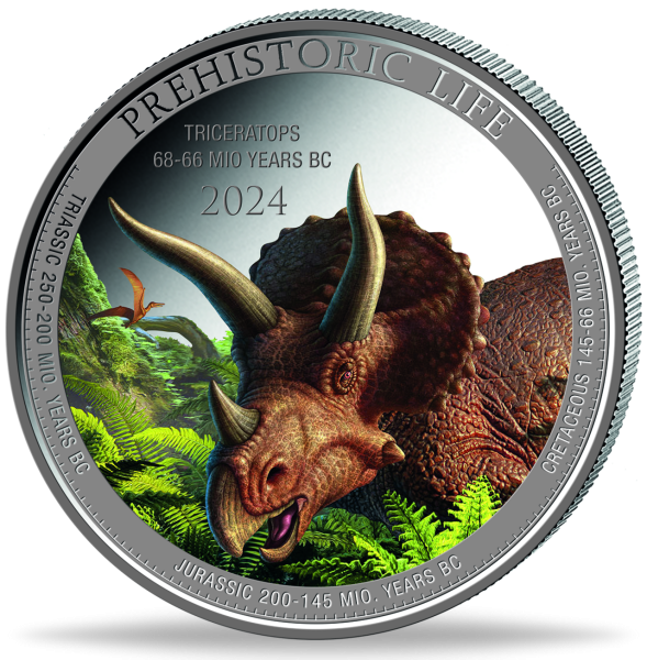 20 Fr Triceratops m. Farbappl. - Münze Vorderseite