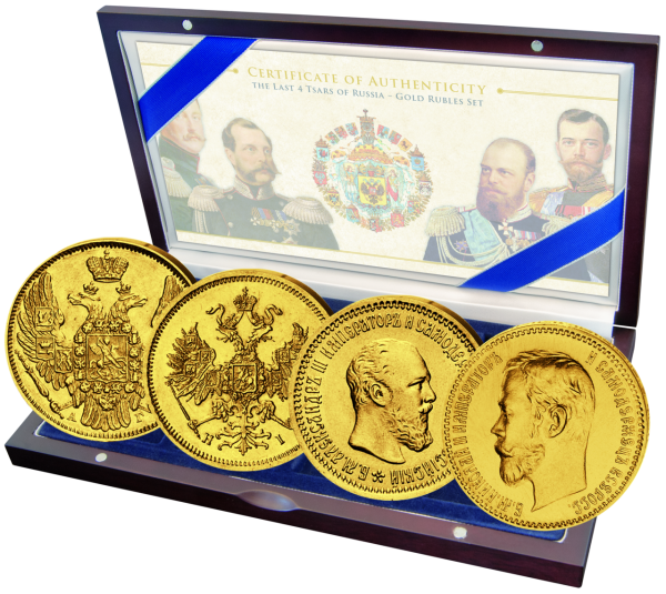 Zarenreich Russland 4x 5 Rubel der letzten vier Zaren Russlands - Gold