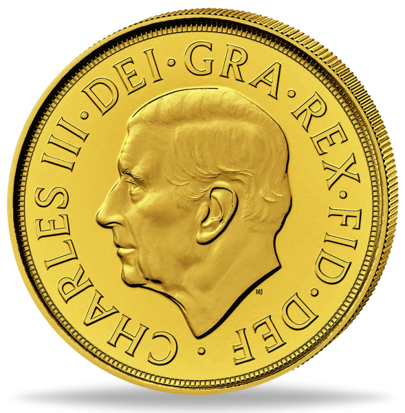 Großbritannien 1 Pfund Charles III. St. Georg 2024 Gold - Münze Vorderseite