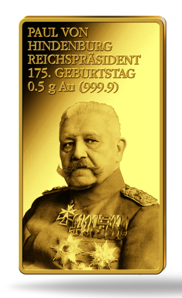 Gold-Gedenkbarren Paul von Hindenburg - Vorderseite