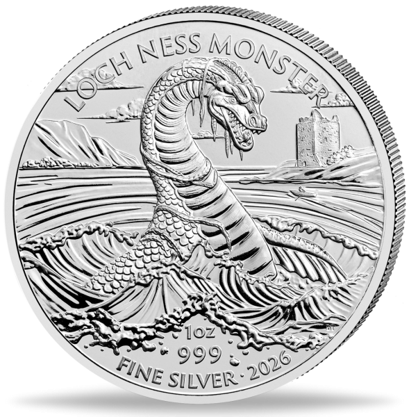 2 Pfund Loch Ness Monster 1 oz Ag - Münze Vorderseite