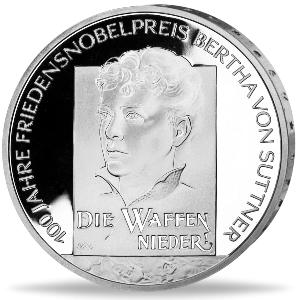 10 Euro Bertha von Suttner - Vorderseite Münze
