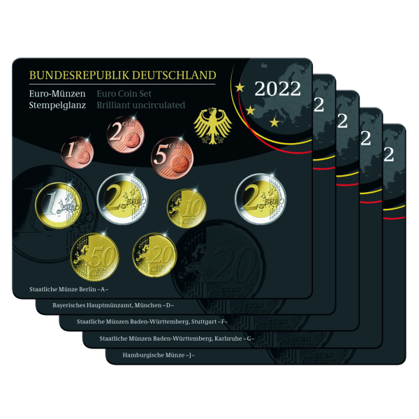 5x3 88 Euro Kursmünzensatz  A-J - Blister
