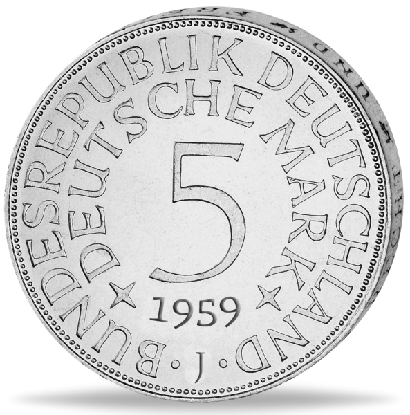 Bundesrepublik Deutschland, 5 DM 1959 J - J.387 Silberadler  -Münze Vorderseite