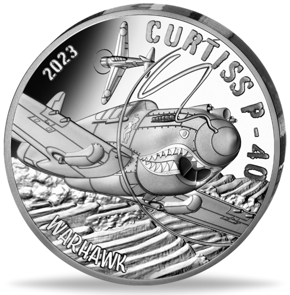 10 E The Curtiss P-40  Silber - Münze Vorderseite