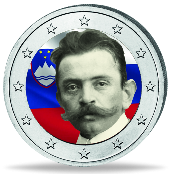 Slowenien 2 Euro 150. Geb. von Ivan Cankar 2026 Farbappl. - Münze Vorderseite